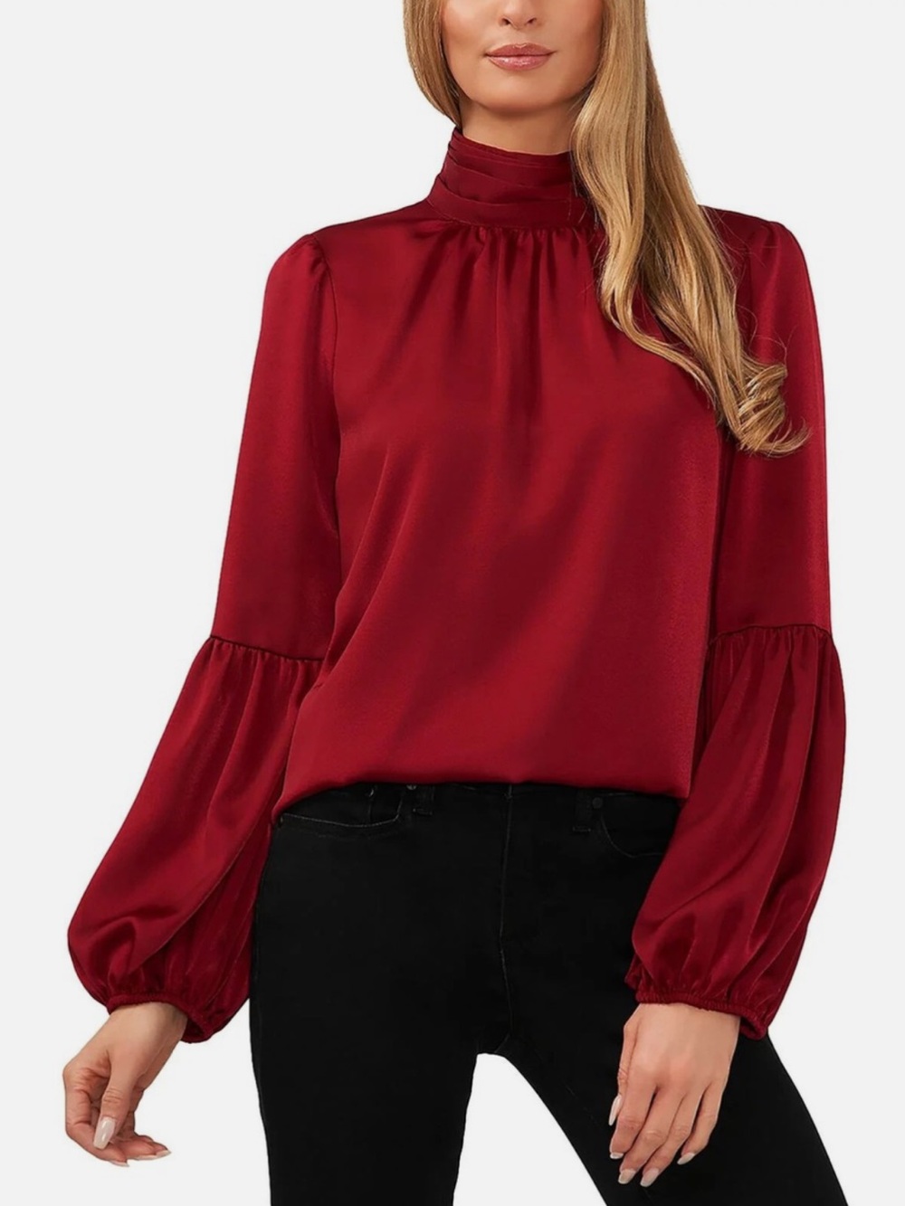 CeCe Mock Neck Blouse